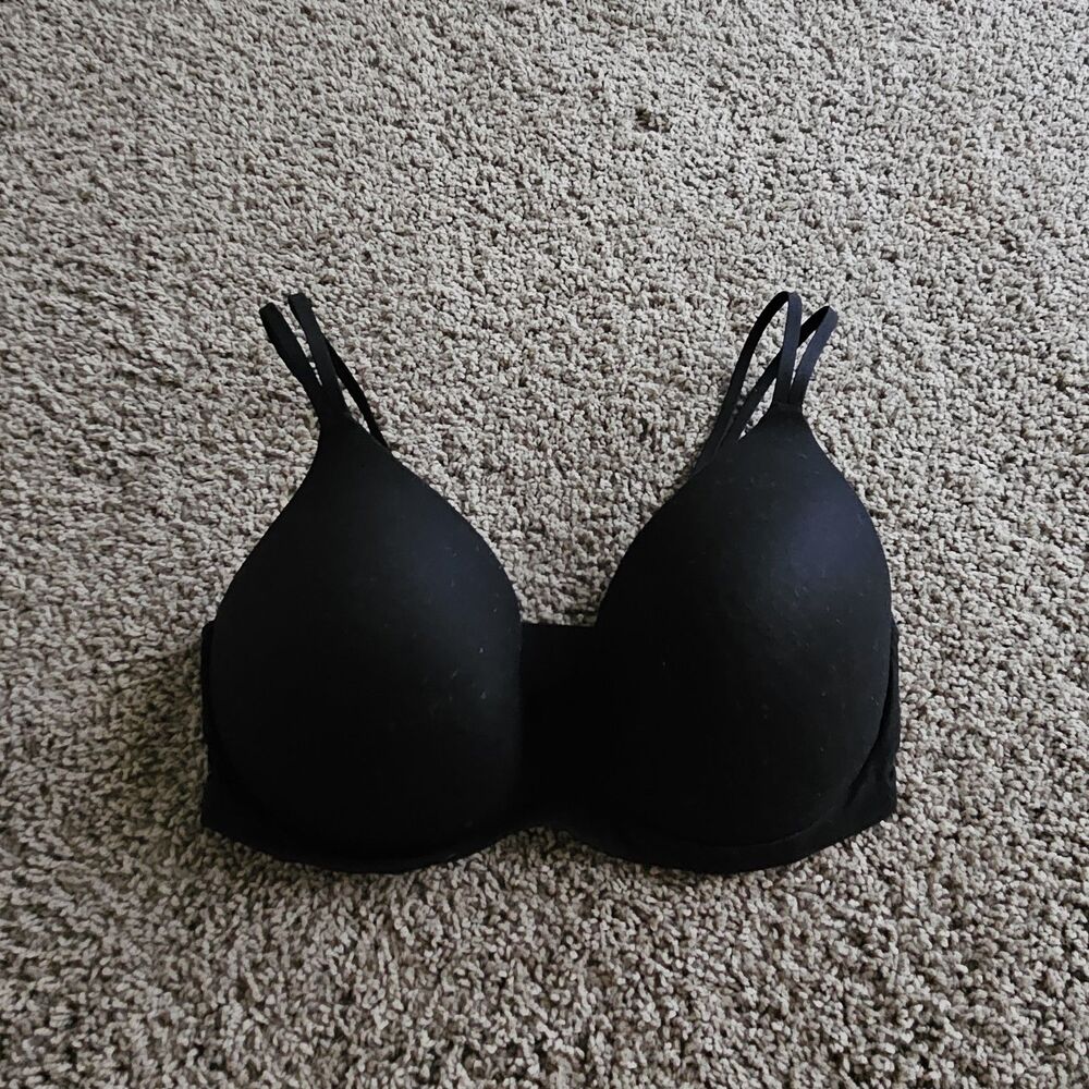 Aerie Real Sunnie Wireless Bra 36DDD Black Recycled Nylon Adjustable
